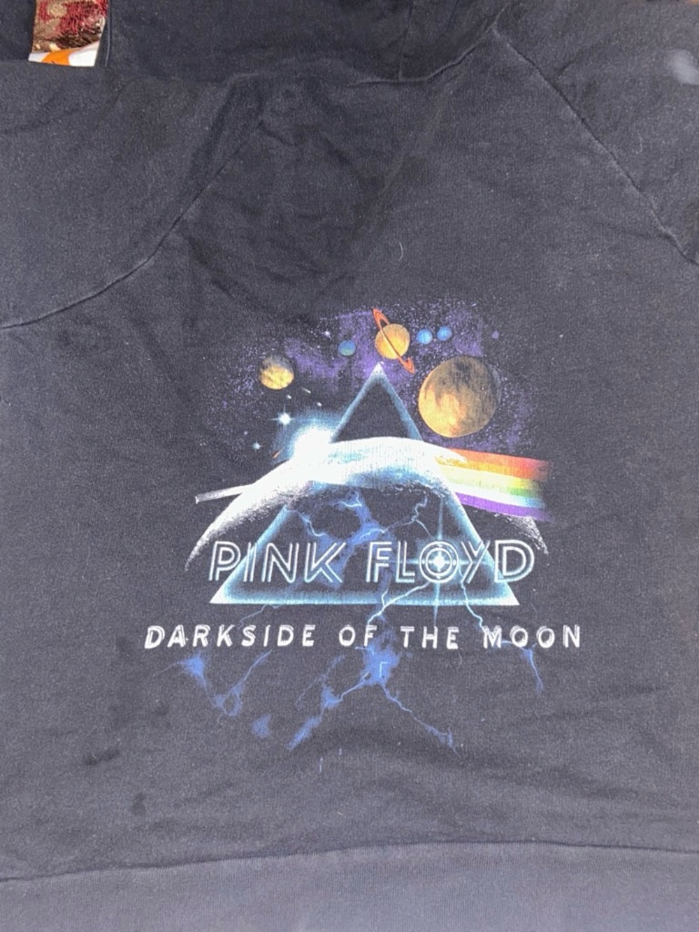 Pink Floyd Black Kids Hoodie with Rainbow Prism and Space Graphic